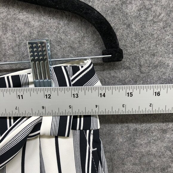 H&M Wide Leg Tie Waist Pants Womens Size 2 White Blue Stripe Beachy Culotte - Picture 5 of 9
